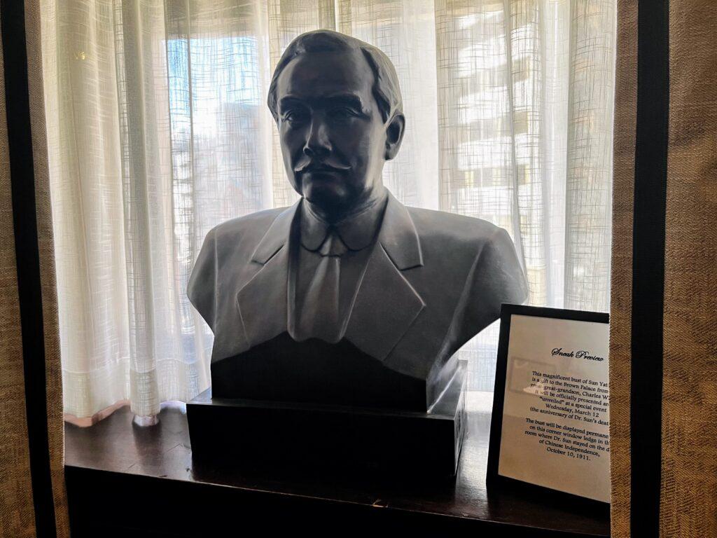 A bust of Dr. Sun Yat-sen, leader of China’s democratic revolution, in room 321 of the Brown Palace Hotel, March 12, 2025.