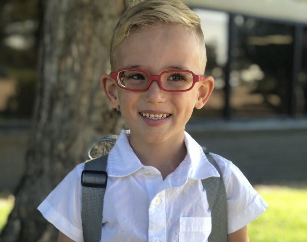 Zev Hauser with backpack